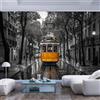 JIAOQSS Stacca e Attacca Carta da parati 3D fotografica Fotomurali per Camere da Letto fotografica arte murale decorazione soggiorno sala pranzo camera letto Stampa Sfondo nero bianco città edifici gialli au