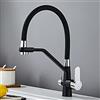 XJTNLB Rubinetto 3 Vie Osmosi Miscelatore Cucina Nero con Doccetta Estraibile Rubinetto con Due Manopole Rubinetto per Lavello Da Cucina per Acqua Fredda e Calda e Filtro Nero