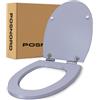 POSNORD Copriwater Universale con Chiusura Rallentata, Tavoletta WC Universale in MDF, Sedile WC Soft Close con Sgancio Rapido, Asse WC Standard per Bagno - Grigio Chiaro
