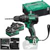 HiKOKI Trapano avvitatore a batteria - 36 V, 155 Nm di Coppia, Motore Brushless, Mandrino Autoserrante, Tecnologia RFC, Luce LED, Impugnatura Ergonomica, Corpo in Alluminio, Compatto e Potente