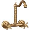FQYEP Rubinetto A Muro Vintage Girevole Miscelatore Cucina Ottone Antico Ottone Doppia Maniglia,Alto, A