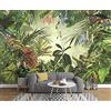 XLMING Carta da parati della giungla tropicale disegnata a mano del pappagallo della giungla tropicale della banana della giungla tropicale 3D fotomurali murale adesivo-430cm×300cm