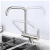 lsxlkha Rubinetto a Tre Vie Cucina Pieghevole, Miscelatore 3 Vie Abbattibile Sottofinestra Ottone Rubinetto Girevole Rubinetto 3 Vie per Depuratore, Miscelatore Cucina Girevole a 360° Silver