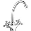 SIGO Stilo Rubinetto Cucina per Lavello, Alto per Lavello, Montante, Miscelatore a Due Maniglie, Cucina con Due Manopole, Classico (Cromato)