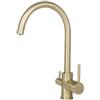 ZPSPZ Rubinetto Cucina 3 Vie Miscelatore Cucina 3 Vie Doppia Maniglia Girevole Acciaio Inox Rubinetto Miscelatore Tre Vie da Cucina-Oro Spazzolato