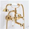 LAKKOAKOAA Rubinetto Vasca Da Bagno Miscelatore Vasca Da Bagno Ottone Due Maniglie Antico Vintage Stile, Rubinetto Doccia Da Muro Con Doccetta E Flessibile Doccia Da 1,5 M, Oro
