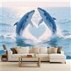 Generico Carta da Parati Fotografica Balena Animali Mare Pesci Paesaggio 250x175 cm Non Tessuto Opaco Effetti 3D Murale Moderna Poster Decor da Parete Per Soggiorno Ufficio Camera dei Bambini Muro di Sfondo