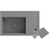 Granitan Lavello in granito 81 x 50,5 x 22 cm - Lavabo per cucina con moderno tappo di scarico - Elegante lavello in granito con scolapiatti - Lavello da incasso con sifone - Grigio