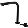 ZPSPZ Rubinetto Sottofinestra Cucina Estraibile Monocomando 2 Fori Dual Mode Girevole Miscelatore Cucina Pieghevole-Nero