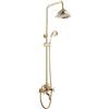 SENDERPICK Set di rubinetteria per doccia in stile retrò, con doccetta, montaggio a parete (oro)