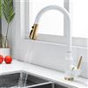 ZPSPZ Miscelatore Cucina con Doccetta Estraibile Acciaio Inossidabile Acqua Fredda e Calda Dual Mode Rotazione a 360° Rubinetti da Cucina-Bianco+Oro