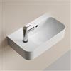 EMKE Lavabo Sospeso 450 x 265 x 155 mm - Lavabo Compatto ed Elegante per Piccoli Bagni e WC Ospiti - Rubinetto a Sinistra, Installazione a Parete, Bianco Lucido