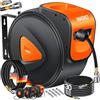 MASKO® Avvolgitore per tubo ad aria compressa automatico Attacco 1/4 - Avvolgitubo Portatubo a muro Avvolgitore per tubo Avvolgitore per tubo ad aria compressa, Grigio, 30m