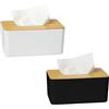 Keboyoe 2 Pezzi Porta Fazzoletti con Coperchio in Bambù Scatola per Fazzolettis con Coperchio in Bambù Scatola per Fazzoletti Rettangolari 21*13*9.5cm Portafazzoletti Bagno pir Soggiorn,Ufficio,Cucina