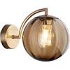 NICRX Applique con sfera in vetro Ambra da 150 mm, lampada da parete con globo in vetro con base dorata per comodino,Soggiorno,Camera da letto,Corridoio (Ambra)