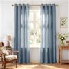 PONY DANCE Tende Effetto Lino Semitrasparenti Camera da Letto 2 Pezzi L 140 x A 245 CM Tende Soggiorno per Interni Curtains Cameretta Bambini con Anelli, Blu Tortora