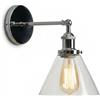 HJXDtech Applique da Parete Industriale, Lampada da Parele Vetro Vintage E27 per Angolo Lettura, Camera da Letto, Ingresso e Bagno, Illuminazione per Arredamento Casa (Argento Moderno, B)