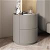 XDONE Comodino rotondo in legno massello bianco moderno e minimalista con doppi cassetti portaoggetti, comodino minimalista mini camera da letto moderna-comodino in legno massello ( Color : Medium gray , Si
