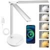 Focenat Lampada da scrivania,Lampada da tavolo,Luce da scrivania,Luce di lettura,10 livelli di luminosità,5 modalità di colore,Timer 45 min,Controllo touch,per lettura,lavoro,studiare,ufficio