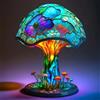 Generic Luce notturna a LED a forma di fungo 3D - Lampada da tavolo retrò in resina e vetro, decorazione colorata per casa/ufficio/cameretta dei bambini (idea regalo)(F*)