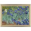 ConKrea - Quadro su Tela Canvas INTELAIATO - con Cornice - Irises - Fiori di Iris per Van Gogh - 70x100cm - Stile Design Legno Naturale - (cod.2650)