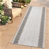 TAPISO Melissa - Tappeto passatoia in sisal, Tessuto Piatto, Grigio Chiaro, Nero, Decorazione Greca meandro, Cucina, corridoio, Sala da Pranzo, Certificazione Öko-Tex, 70 x 420 cm