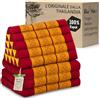 livasia Cuscino Thai a 3 segmenti Alto - 185x55x8cm - Cuscino Triangolare con Materasso Pieghevole, kapok, Cuscino per la Schiena Jumbo, Tappetino Thai da Piegare, Fatto a Mano (Rosso/Giallo)