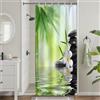 Uiiooazy Tenda Doccia Antimuffa, Tenda Doccia Piccola 90x180cm Bambù Foglie Verdi Spa Pietre Nero Orchidea Zen Tende da Bagno Tessuto Lavabile Impermeabile Poliestere Tende Vasca da Bagno con 6 Anelli