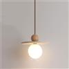 AWEITG Lampada a sospensione moderna in vetro latte con lampada a in pietra di travertino Camera da letto Lampadario lineare sospeso in bianco nordico Wabi Lampade a sospension(Log Color,20cm)