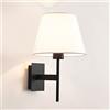 MOORSA Applique da parete in ferro nero nordico Applique da parete in tessuto moderno Paralume in lino bianco Lanterna da parete a testa singola Lampada da parete semplice for interni for camera da letto Sog