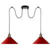 LEDSone Lampada a sospensione industriale doppia, regolabile, a 2 teste, con cavo da 200 cm, attacchi E27, paralumi in metallo per cucina, sala da pranzo, soggiorno, bar, caffetteria (Rosso)