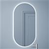 BD ART - Specchio da bagno a LED ovale, luna, 100 x 40 cm, da parete, con illuminazione, colore bianco freddo, 4200 K, IP44