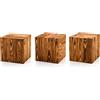 Decorativo Set di colonne rustiche, decorazioni in tronco d'albero, colonne per fiori, design senza tempo, noce, 20x20x20 cm, 3 pezzi