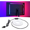 Yanmis Strip LED Sincrono per Schermo Computer da 68,6 cm (27 Pollici), Retroilluminazione Ambient RGB 16 Milioni di Colori, Facile Installazione USB, Decorazione per Monitor e