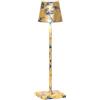 Zafferano, Lampada Poldina Micro, Lampada da Tavolo Ricaricabile e Senza Fili con Controllo Touch, Lampada da Interni, Dimmer, 2200-3000 K, Altezza 27,5 cm, Colore Blu Capri - Foglia oro craquelé