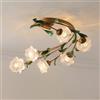 BFFGKGL Plafoniera moderna a forma di fiore a 6 luci per isola della cucina Creatività nordica Tulipano Rosa Vetro trasparente Lampada da soffitto floreale per soggiorno Lampada a sospensione in campa