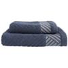 MAXIME MAISON - Set Asciugamani Bagno Viso e Bidet in Morbida Spugna 100% Cotone Assorbente (450 gr/m²) Set da Bagno 2 Pezzi Asciugamano Viso 55x100cm, Asciugamano Ospite 40x60cm (Chevrone Blu)