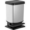 Rotho Pattumiera Paso 20l con coperchio, plastica (PP) senza BPA, argento metallizzato, 20 litri (29,3 x 26,6 x 45,7 cm)