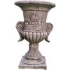 OUTLET DEL GIARDINO Vaso Tondo Festonato Calice In Polvere Di Marmo Coppetta Altezza 29 Cm - Diametro 19 Cm - Base 12x12 - Peso 4 Kg