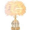 GUANSHAN Lampada Da Tavolo In Piuma Bianca Con Base Di Cristallo Romantico Piuma Luce Notturna Paralume Decorativo Comodino Illuminazione Per Camera Da Letto, Soggiorno