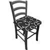 Russo Tessuti Set 6 Cuscini Sedie Coprisedia Cucina Imbottiti con Alette Ghirigori -Nero