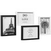 emmevi Cornice Portafoto Multipla Mosaico Legno MDF Porta Foto Parete Bianco Nero 4 Foto Da 13x18 Cm