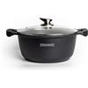Royalty Line RL-BS34M Pentola Antiaderente con Coperchio in Vetro, 10 Litri, 34 cm, Nero