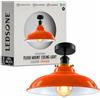 LEDSone Lampada da soffitto retrò vintage con rosone e portalampada in metallo retrò antico Edison E27 IP20 Lampada a vite cablata (Arancia)