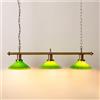 B·LED BARCELONA LED BARCELONA LED - Lampada a sospensione da soffitto vintage BANQUER con 3 attacchi E27, paralumi in vetro verde, struttura in ottone anticato, sala da pranzo o tavolo da biliardo