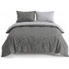 INTRECCI Set Copripiumino Singolo in Flanella di Cotone 100% | Parure Letto Invernale Felpata | Sacco 155x200 cm + 1 Federa 50x80 cm, Effetto Tinto in Filo Double Face | Colore: Grigio Scuro/Chiaro