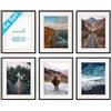 PHOTOLINI Set di 6 cornici per poster 40x50 cm con passe-partout 30x40 cm nero legno MDF, plexiglass infrangibile, da parete, accessori inclusi - per foto, immagini e poster