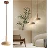 SHREALMS Mini lampadari per isola cucina, lampada in travertino giallo wabi-sabi con maniglia in legno, apparecchi di illuminazione a sospensione stile Japandi per sala da pranzo, camera, corridoio - 12W 3000K