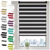 Sonello Tenda a Rullo Doppio Strato Giorno e Notte a Senza Foratura 35cm x 100cm Nero, Facile Fissaggio a Clip Senza Viti, Tenda a Rullo Zebra per Finestra o Porta, Protezione Solare
