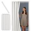 tinycurtains, tenda per porta o armadio con asta telescopica, facile da installare in 1 solo minuto senza forare (tenda bianca + asta bianca, larghezza porta 55-90 cm)